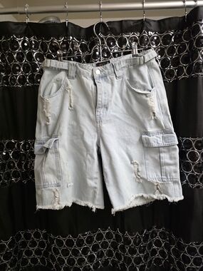 dELiA*s Light Blue Distressed Cargo Jean Shorts